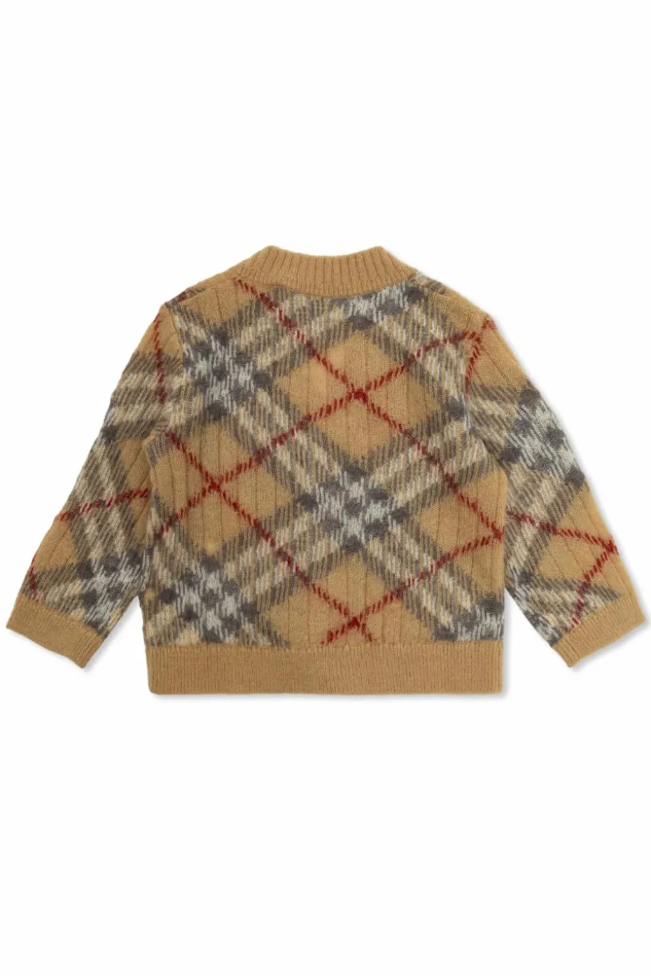 Burberry Kids beżowy Kardigan ze wzorem w kratę