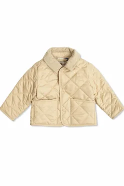 Burberry Kids beżowy Pikowana kurtka ze sztruksowym kołnierzem