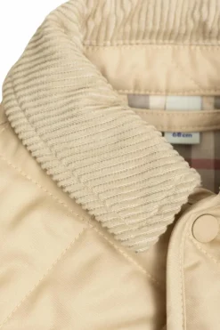 Burberry Kids beżowy Pikowana kurtka ze sztruksowym kołnierzem