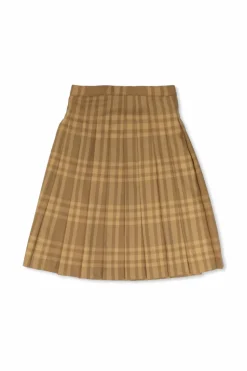 Burberry Kids beżowy Plisowana spódnica ze wzorem w kratę