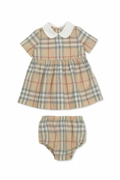 Burberry Kids beżowy Sukienka ze wzorem w kratę
