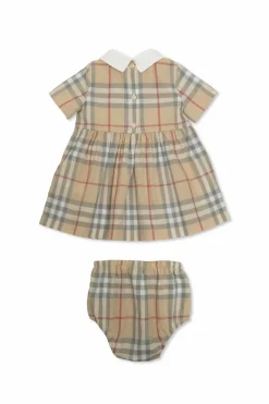Burberry Kids beżowy Sukienka ze wzorem w kratę