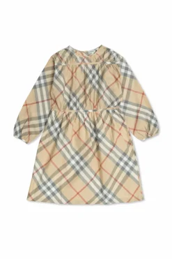 Burberry Kids beżowy Sukienka ze wzorem w karę