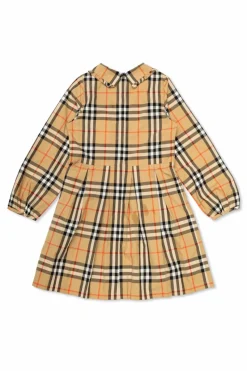 Burberry Kids beżowy Sukienka ze wzorem w kratę