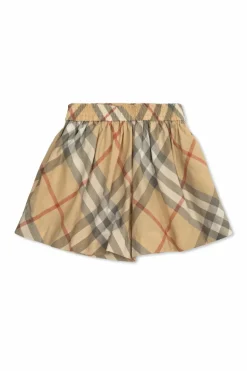 Burberry Kids beżowy Szorty ze wzorem w kratę