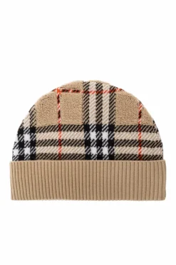 Burberry Kids beżowy Wełniana czapka