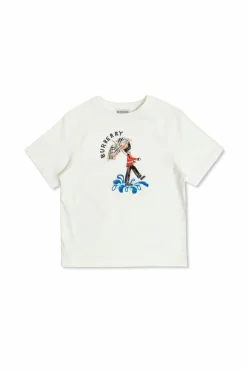 Burberry Kids BIAŁY T-shirt z kolorowym nadrukiem