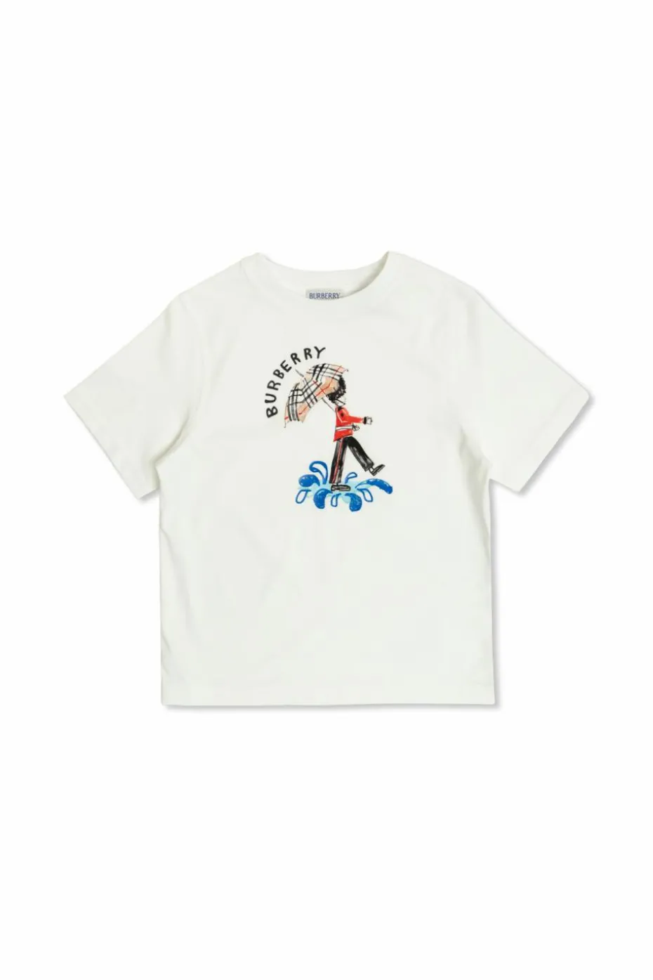 Burberry Kids BIAŁY T-shirt z kolorowym nadrukiem