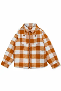 Burberry Kids BRĄZOWY Kurtka ze wzorem w kratę