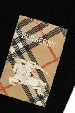 Burberry Kids CZARNY Wełniany kardigan z naszywką z logo