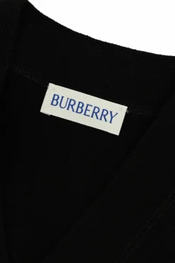 Burberry Kids CZARNY Wełniany kardigan z naszywką z logo