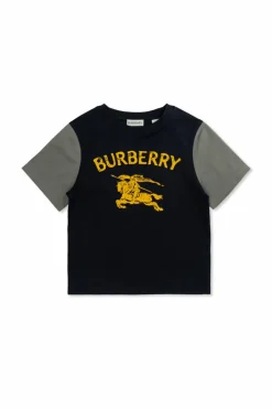 Burberry Kids GRANATOWY T-shirt z nadrukowanym logo