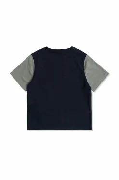 Burberry Kids GRANATOWY T-shirt z nadrukowanym logo