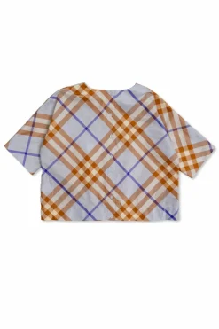 Burberry Kids MULTIKOLOR Jedwabny top ze wzorem w kratę