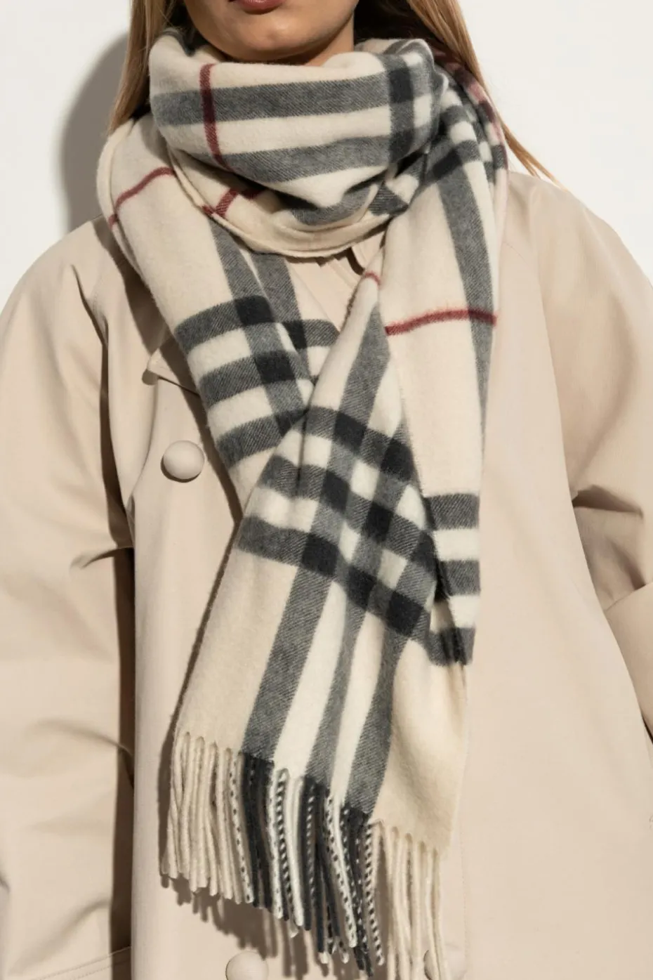 Burberry kremowy Kaszmirowy szal
