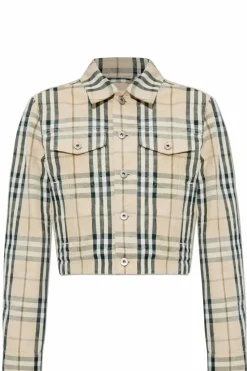 Burberry kremowy Kurtka ze wzorem w kratę