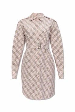 Burberry RÓŻOWY Sukienka z paskiem w talii
