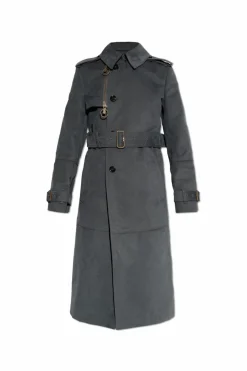 Burberry SZARY Bawełniany trencz z paskiem