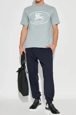 Burberry SZARY T-shirt z nadrukiem