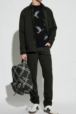 Burberry ZIELONY Jeansowa koszula z kieszenią