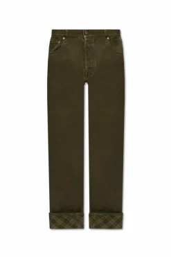Burberry ZIELONY Jeansy z zawijanymi nogawkami
