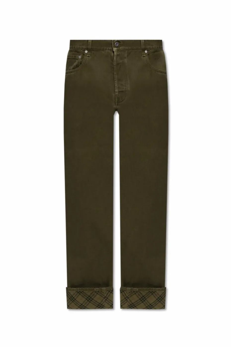 Burberry ZIELONY Jeansy z zawijanymi nogawkami