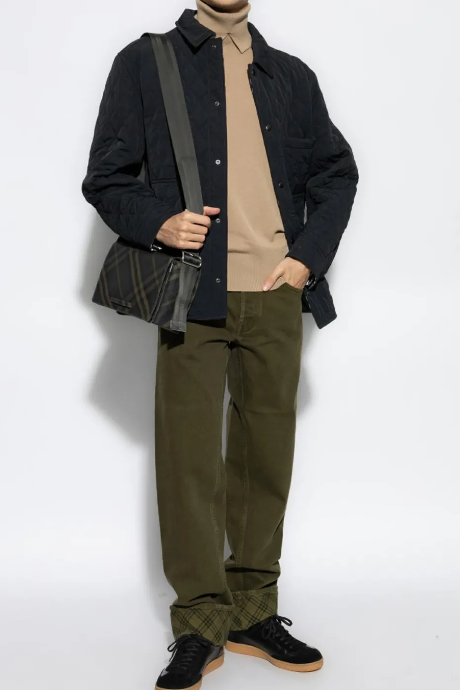 Burberry ZIELONY Jeansy z zawijanymi nogawkami