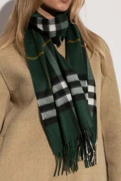 Burberry ZIELONY Kaszmirowy szal