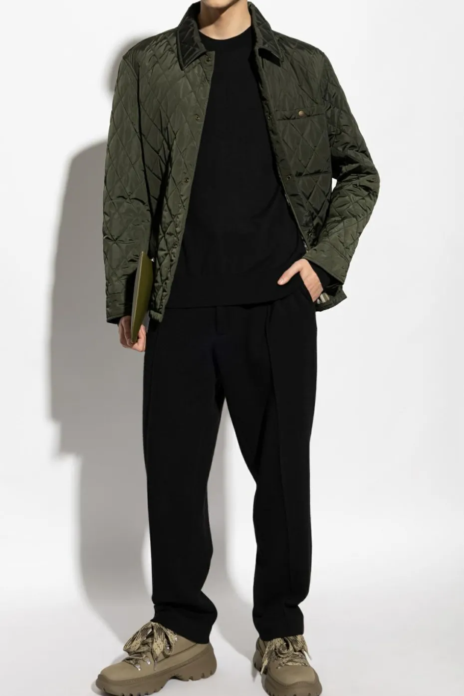 Burberry ZIELONY Pikowana kurtka