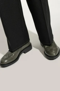 Burberry ZIELONY Skórzane buty `Loch` za kostkę