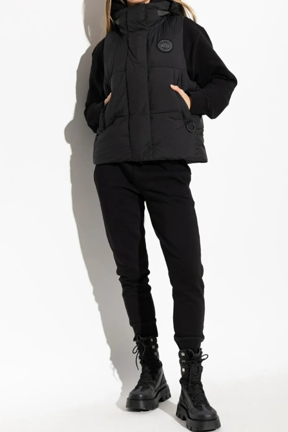 Canada Goose CZARNY Puchowa kamizelka z kapturem