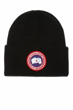 Canada Goose CZARNY Wełniana czapka z logo