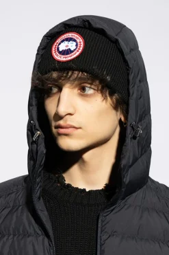 Canada Goose CZARNY Wełniana czapka z logo