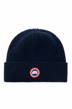 Canada Goose GRANATOWY Czapka z naszywką z logo