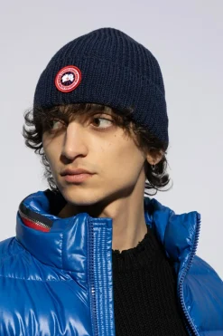 Canada Goose GRANATOWY Czapka z naszywką z logo