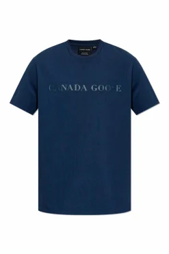 Canada Goose GRANATOWY T-shirt z logo `Emersen`
