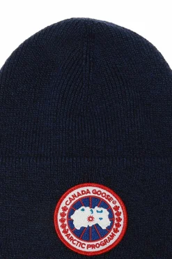 Canada Goose GRANATOWY Wełniana czapka z logo