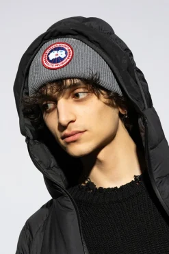 Canada Goose SZARY Czapka z naszywką z logo