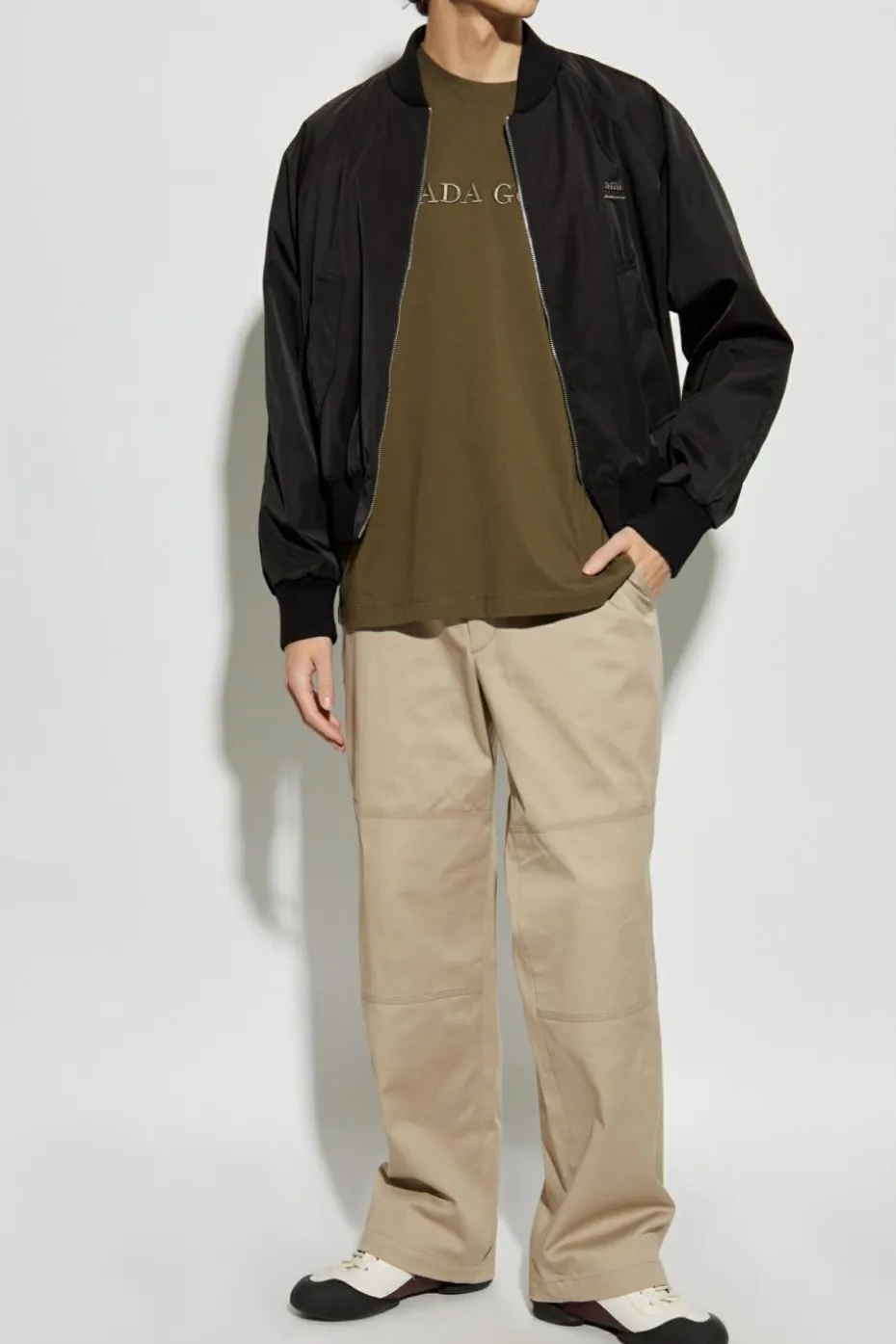 Canada Goose ZIELONY T-shirt z wyszytym logo