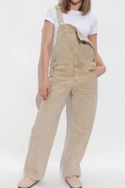 Carhartt WIP beżowy Jeansowe ogrodniczki