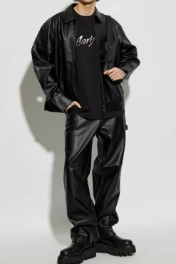 Carhartt WIP CZARNY Spodnie z eco skóry