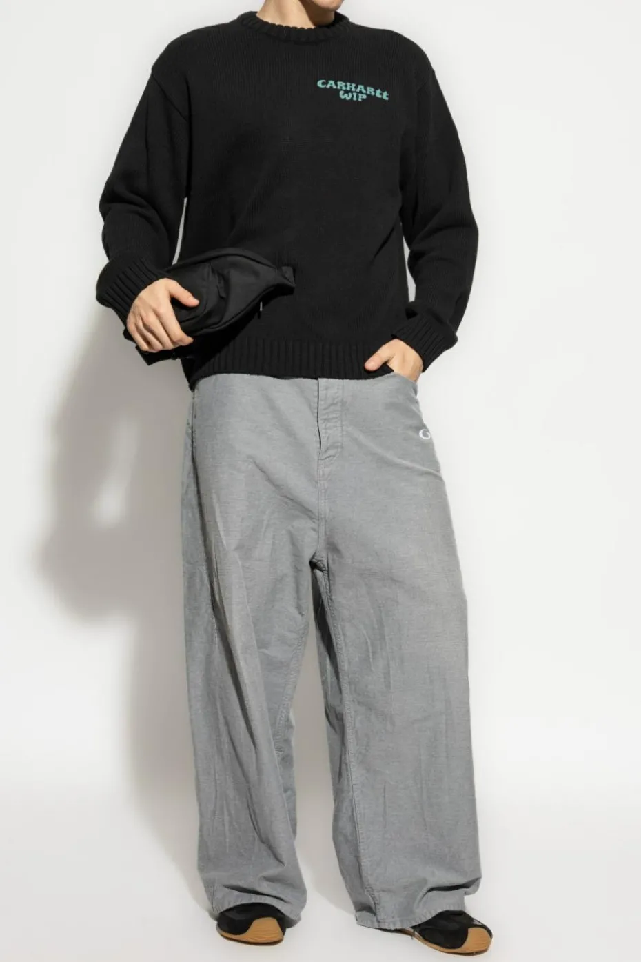 Carhartt WIP CZARNY Sweter z logo