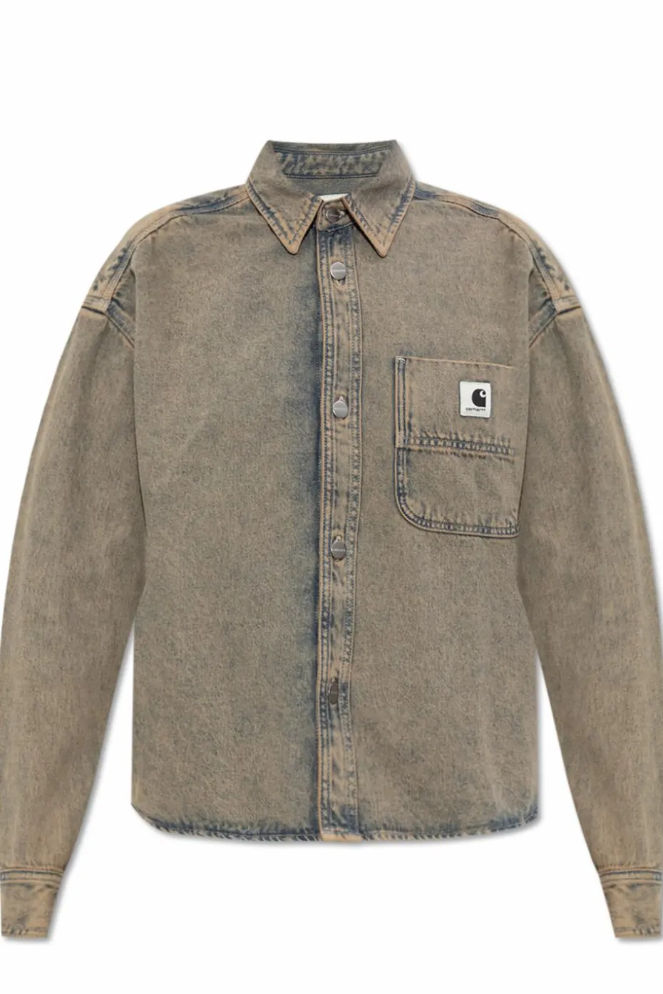 Carhartt WIP SZARY Jeansowa koszula z efektem `vintage`