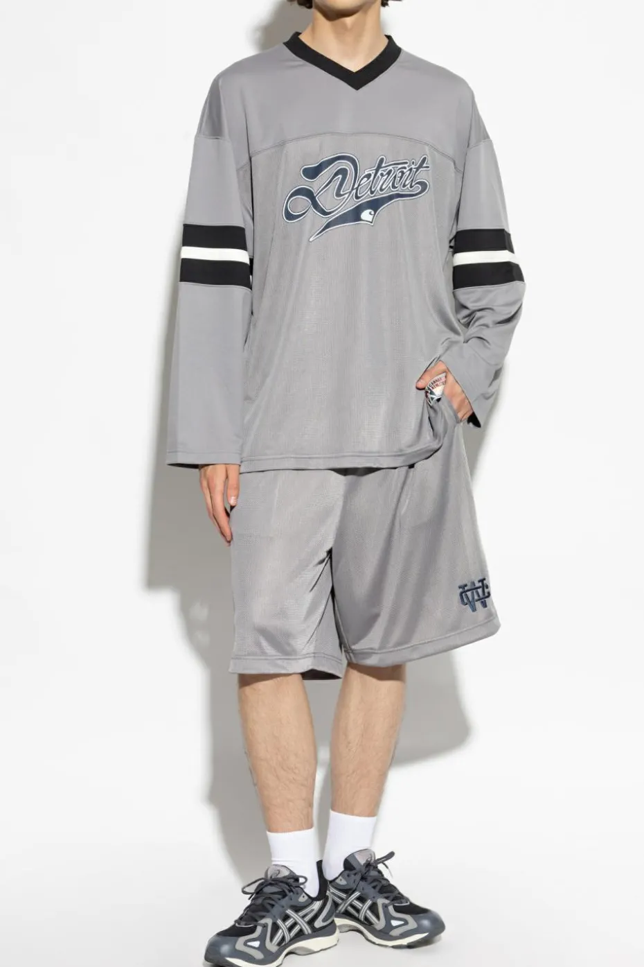 Carhartt WIP SZARY T-shirt z długimi rękawami