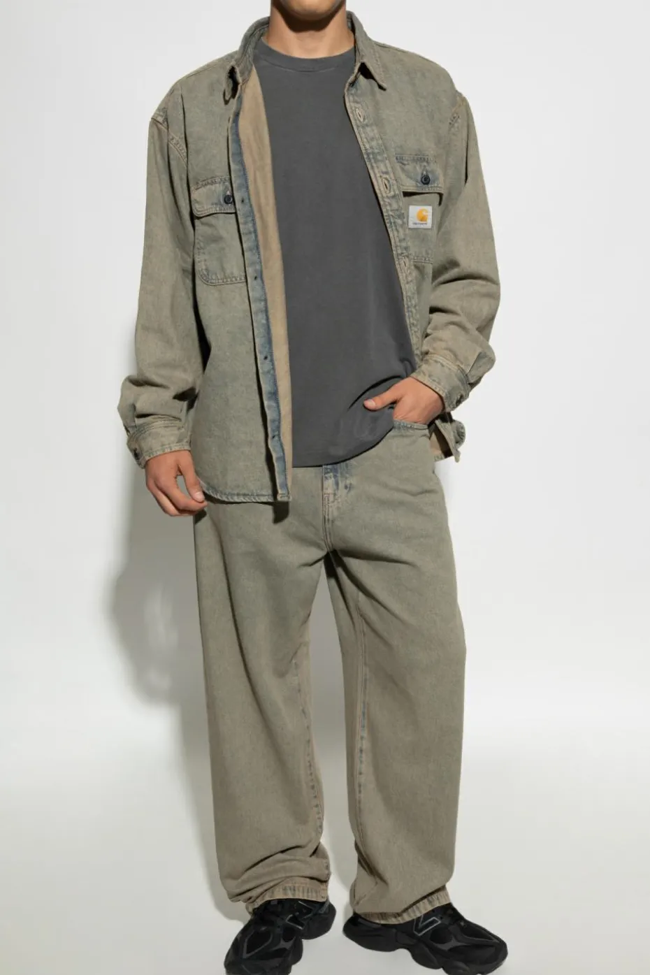 Carhartt WIP SZARY T-shirt z długimi rękawami `Terrestrial`