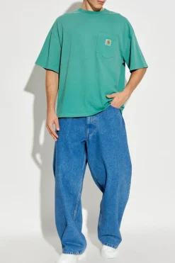 Carhartt WIP ZIELONY T-shirt z logo