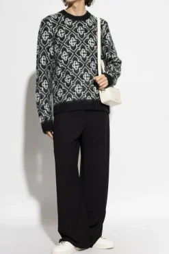 Casablanca CZARNY Sweter z monogramem