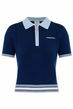 Casablanca GRANATOWY Wełniane polo