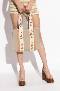 Chloé beżowy Torba `Woody Medium` typu `shopper`