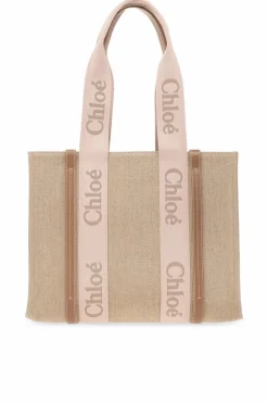 Chloé beżowy Torba ‘Woody Medium’ typu ‘shopper’
